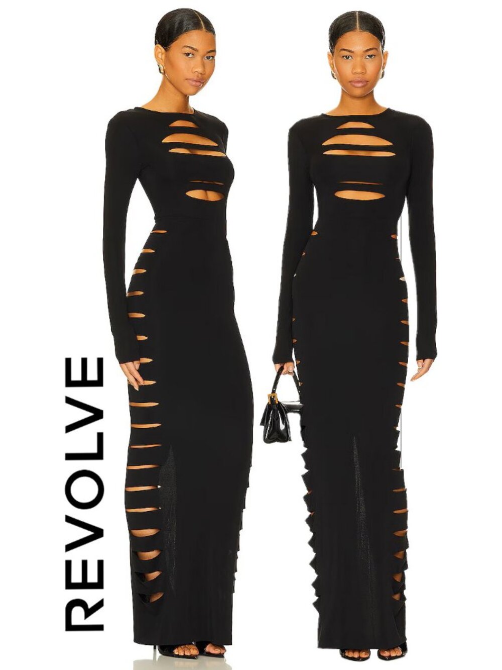 💥KILLER DRESS!💥REVOLVE H:ours Yailin Cut Out Maxi Dress in Black